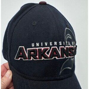 Adidas Hat University of Arkansas Strap Back Script A Baseball Cap Black Red